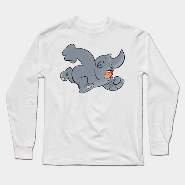 Rhino Long Sleeve T-Shirt by FanartFromDenisGoulet